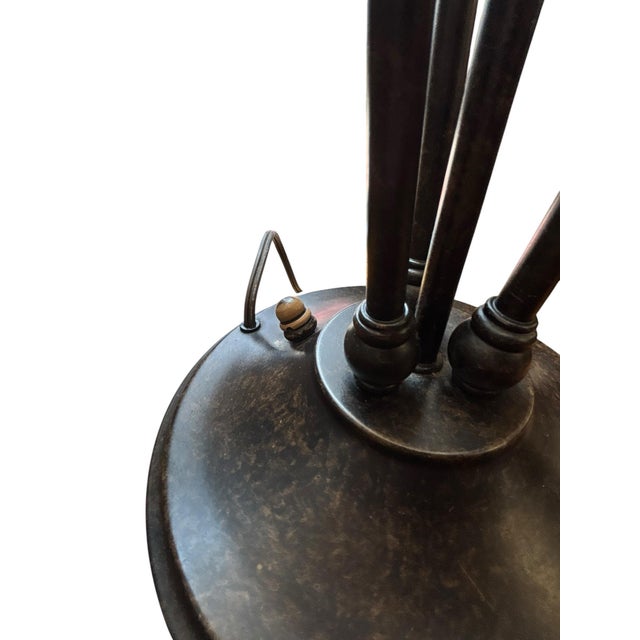 Metal Late 20th Century Three-Light Wrought Iron Bronze Candlestick Table Lamp For Sale - Image 7 of 7