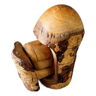 Signed Raymond Pelton 1982 Hand Carved Limb Wood Puzzle Box Sculpture For Sale
