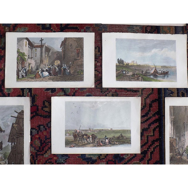 Early 19th Century Authentic Antique Early J.D.Harding 19th Century Hand Colored Engraved Views of France - Set of 15 For Sale - Image 5 of 8