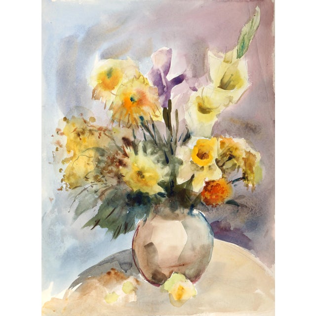 Eve Nethercott, Vase of Flowers (P3.8), Watercolor on Paper For Sale