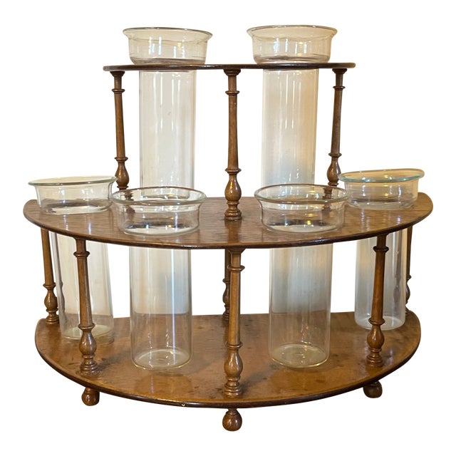 English Tiger Maple Two Tier Flower Holder Bud Vase Frog For Sale