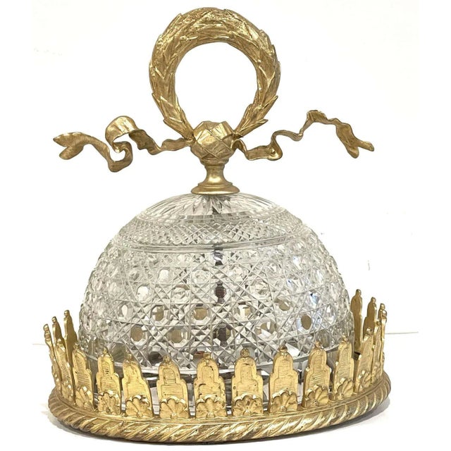 Early 20th Century Antique French Ormolu Mounted Baccarat 'Atrib.' Crystal Flush Mount Chandelier For Sale - Image 10 of 13