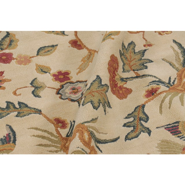 Textile Rug & Kilim’s Tudor Style Rug in White With Beige-Brown Floral Patterns For Sale - Image 7 of 8