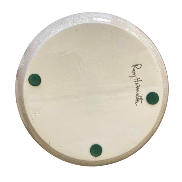 1990s Roy Hamilton Studio Pottery "Linen" Double Gourd Vase in Beige on Cream For Sale - Image 9 of 9