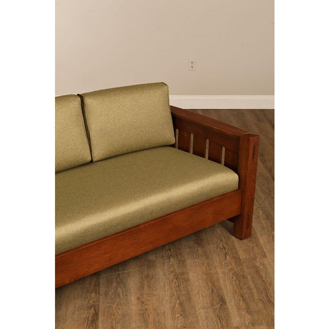 Custom Quality Mission Style Oak Settle Sofa For Sale In Philadelphia - Image 6 of 18