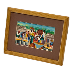 1980s Haitian Miniature Oil Signed Framed Matted