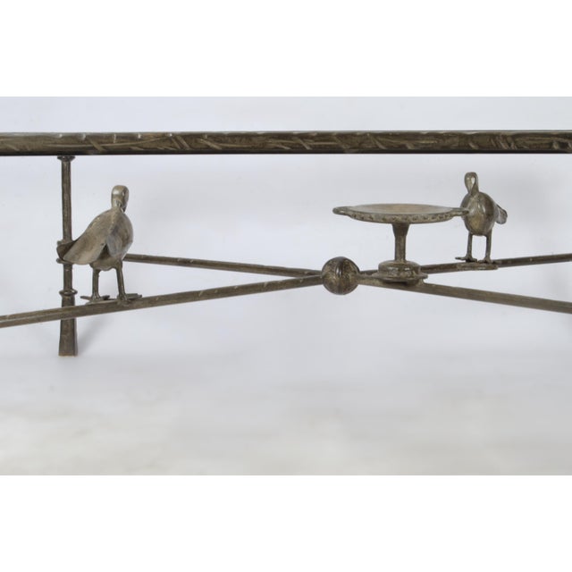 Alberto & Diego Giacometti 1940s Giacometti-Style Expressionist Iron Square Coffee Table With Birds, France For Sale - Image 4 of 10