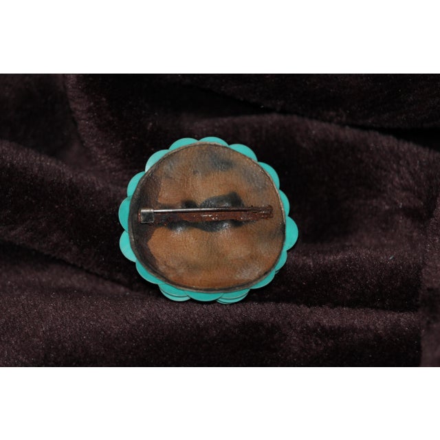 Blue Round Blue Floral Brooch, France, 1940s For Sale - Image 8 of 9