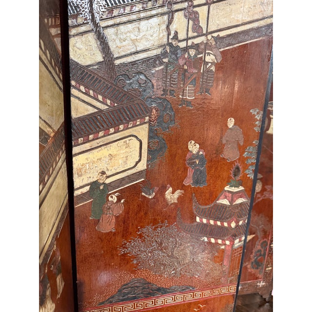 An Eight Panel Coromandel Lacquer Screen For Sale - Image 11 of 14