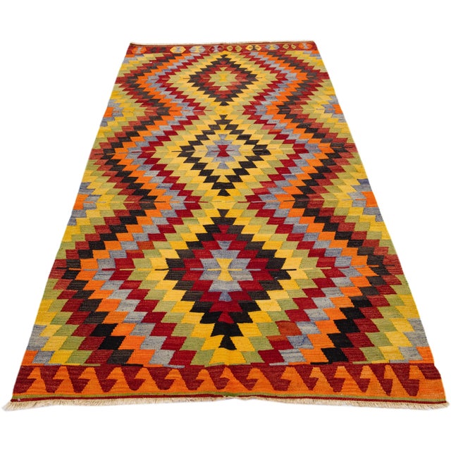 Abstract Vintage Sumakh Handmade Multicolor Gallery Wool Rug For Sale - Image 3 of 7