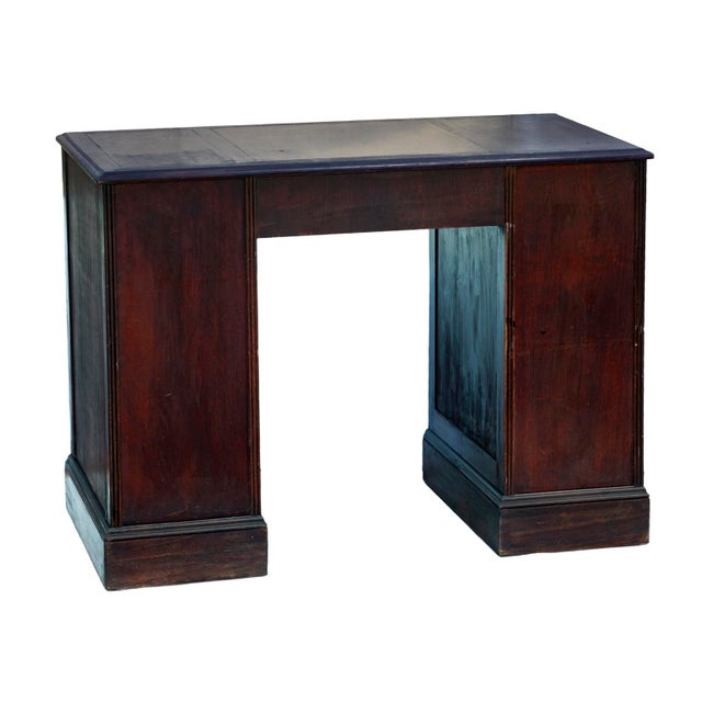 1940s 1940s Dark Mahogany Pedestal Desk With 2 Banks of Drawers For Sale - Image 5 of 7