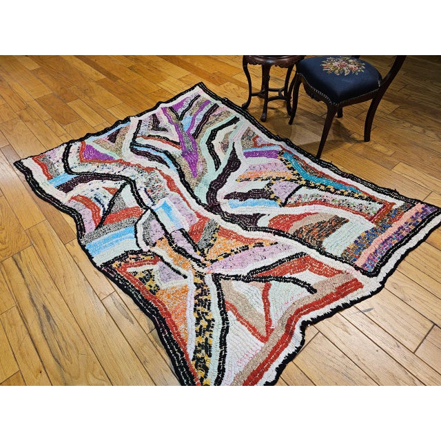 Vintage Moroccan Tapestry Rug, Handwoven, Mid-Century Modern Abstract Design, 6’ X 7’ For Sale In Chicago - Image 6 of 10