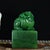 Shoushan Green Stone Seal, Carved Ancient Beast Chop, Chinese Scholar Stone Stamp With Gilded Inscription For Sale - Image 4 of 9