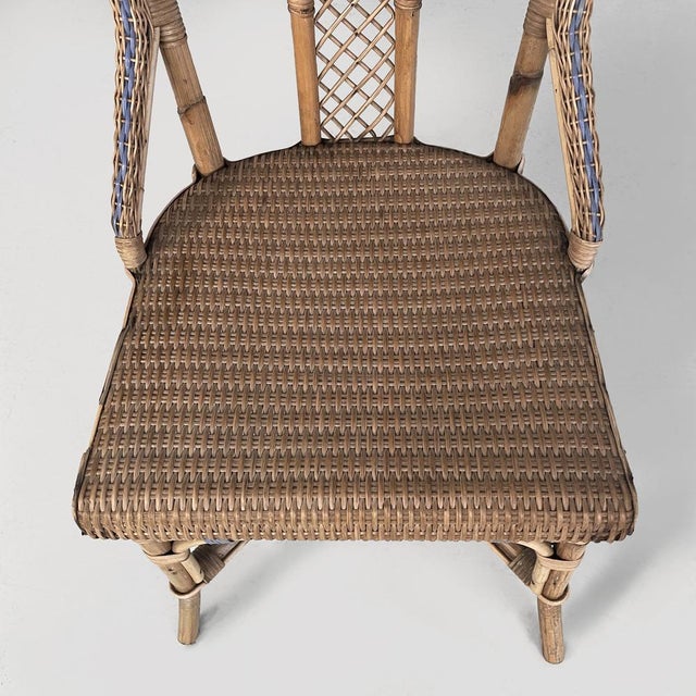 Art Nouveau Italian Chairs in Rattan and Light Blue Rattan, 1900s, Set of 2 For Sale - Image 10 of 18