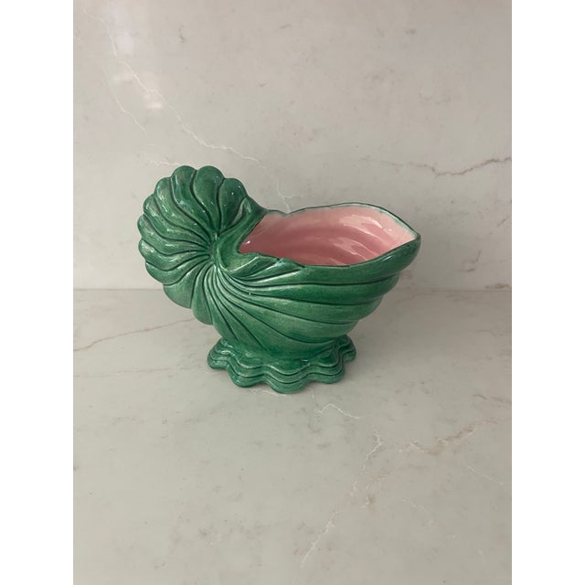 Hollywood Regency Ceramic Nautilus Shell For Sale - Image 3 of 7