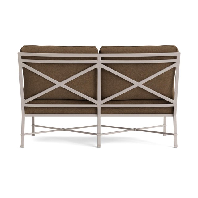 Brown Jordan Brown Jordan Venetian Armless Loveseat, Dove frame with Fusion Moccasian fabric For Sale - Image 4 of 11