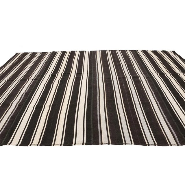 Mid 20th Century Striped Large Turkish Kilim Rug For Sale - Image 4 of 7