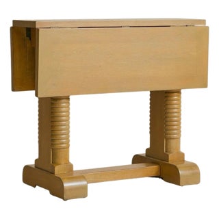 French Oak Drop-Leaf Side Table in the Manner of Charles Dudouyt, 1940s For Sale