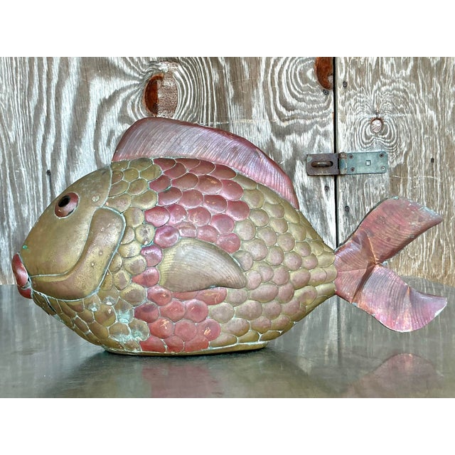 Vintage Boho Brass Fish After Sergio Bustamante For Sale - Image 11 of 12