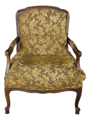 Vintage Italian French Provincial Bergere Armchair Fauteuil Library Lounge Chair