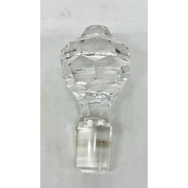 Glass Vintage Lead Crystal Square Decanter with Diamond Cut Design With Faceted Stopper For Sale - Image 7 of 12