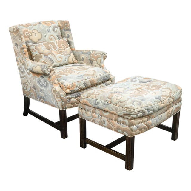 Vintage Mid Century Modern Erwin Lambeth Lounging Armchair and Ottoman For Sale