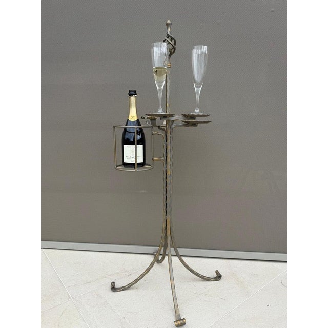 Mid-Century Brutalist Hand-Forged Wrought Iron Bar or Smoking Stand, Austria, 1960s For Sale - Image 4 of 8
