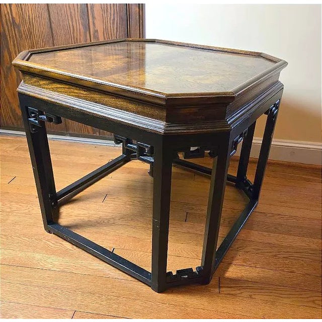 1960s Michael Taylor for Baker Far East Octagonal Burlwood Side Table For Sale - Image 14 of 17