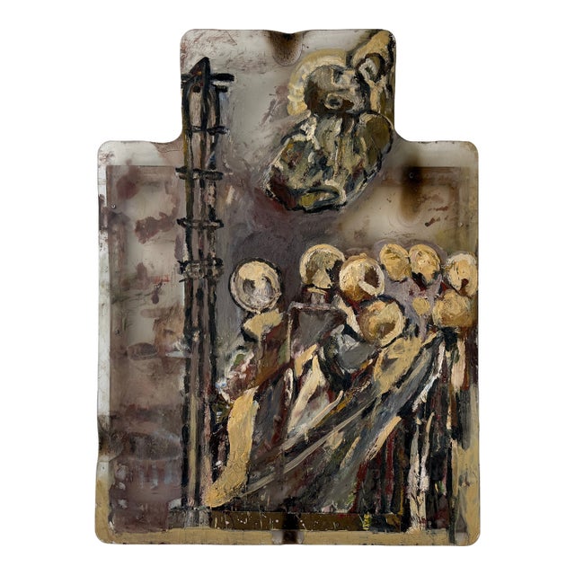 1990s Chris Mangiaracina “Giotto’s Tower” Encaustic & Oil on Lucite For Sale