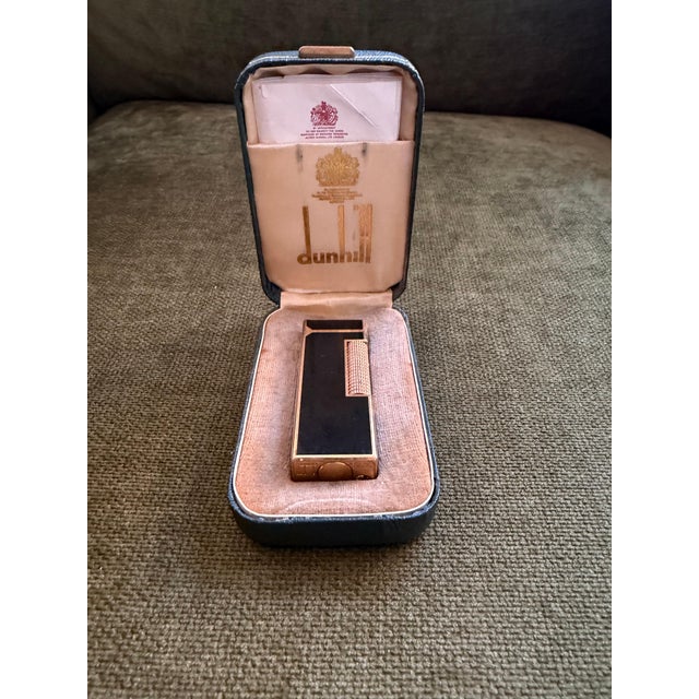 Rare Vintage Dunhill Gold Plated Black Lacquer Lighter Original Sky Case For Sale In New York - Image 6 of 13