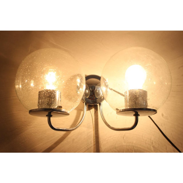 Chrome and Glass Wall Lamp, Czechoslovakia, 1970s For Sale - Image 11 of 16