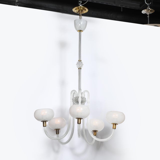 1950s Mid-Century Hand-Blown Murano Glass 5-Arm Chandelier by Barovier & Toso For Sale - Image 5 of 18