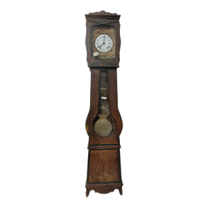 19th Century French Provincial Comtoise Tall Case Clock With Brass Repoussé Dial & Lyre Pendulum