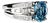 Late 20th Century 14K White Gold Blue Topaz Baugette Diamond Ring Band, Size 7 For Sale
