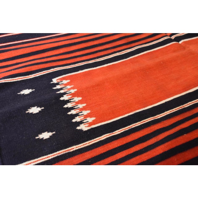 Indian Red, White, and Blue Mehrab Rug, 1970s For Sale - Image 11 of 16