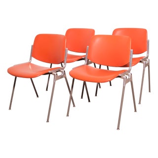 DSC 106 Chairs in Leather by Giancarco Pierretti for Jec Castelli, 1970s, Set of 4 For Sale