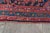 1940s Vintage Floral Geometric Ink Blue Scarlet Red Hand Knotted Wool Low Pile Accent Rug - 3’4” X 6’4” For Sale - Image 9 of 11