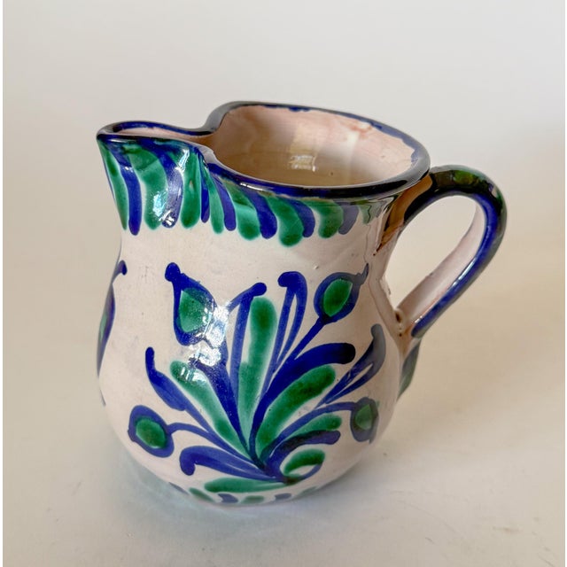 Spanish Fajalauza Majolica Hand Painted Large Creamer Pitcher For Sale - Image 13 of 17