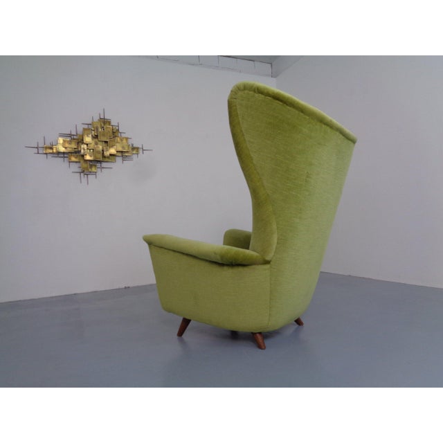 1960s Italian Mohair Wingback Chair, 1950s For Sale - Image 5 of 11