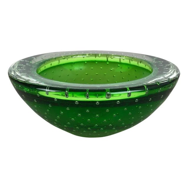 Green Bullicante Murano Glass Ashtray, Italy, 1970s For Sale - Image 15 of 15