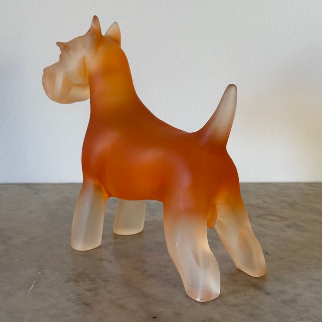 Vintage Satin Glass Schnauzer Dog in Orange For Sale - Image 4 of 6
