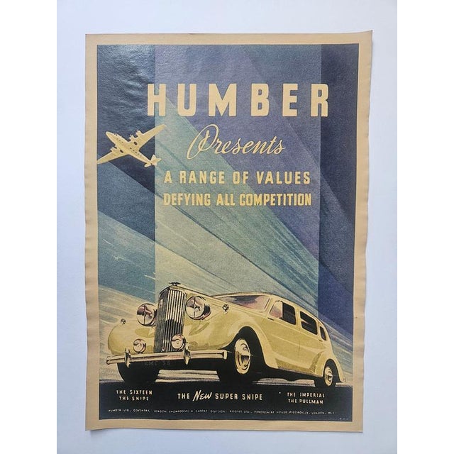 Art Deco Humber Automobile Advertising Poster, 1930s For Sale - Image 4 of 8