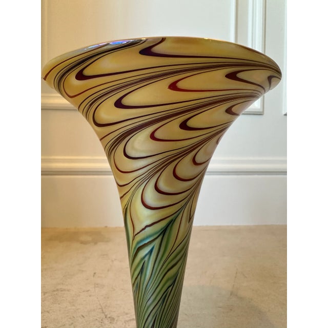 Gold 1990’s Lundberg Art Glass Fluted Vase For Sale - Image 8 of 17