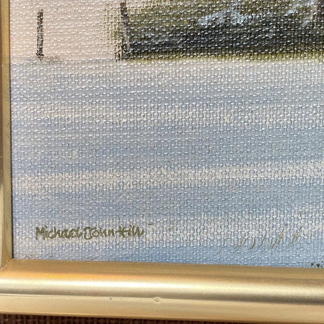 Traditional Michael John Hill Oil on Board Painting, Winter Morning Landscape For Sale - Image 3 of 7
