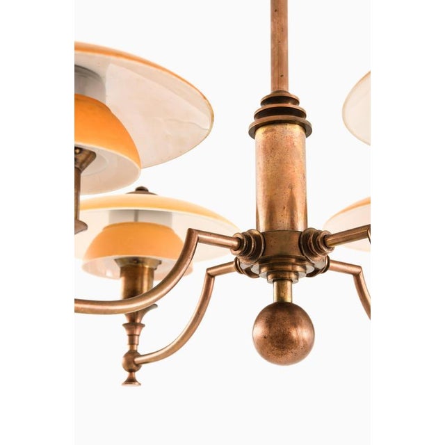 Lyfa Ceiling Lamp in Brass and Glass from Lyfa, 1930s For Sale - Image 4 of 12