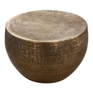 Hammered Metal Foot Stool For Sale