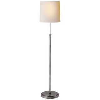 Thomas O'Brien for Visual Comfort Signature Bryant Floor Lamp in Antique Silver with Natural Paper Shade For Sale