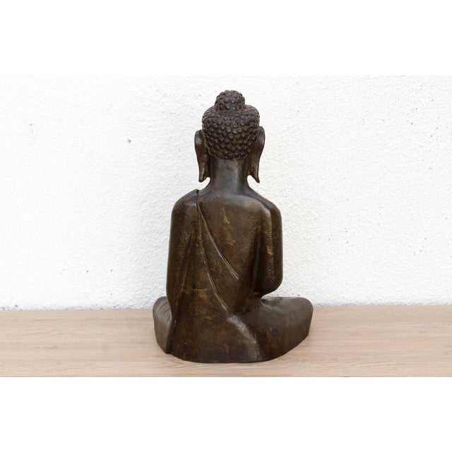 Stone Black Stone Buddha Seated in Meditation For Sale - Image 7 of 8