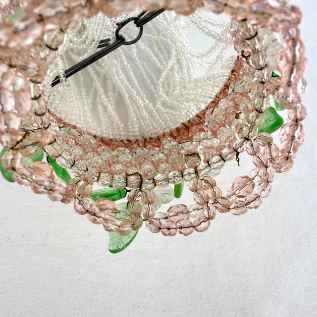 Vintage Art Deco Czech Beaded Lamp Shade For Sale - Image 6 of 11