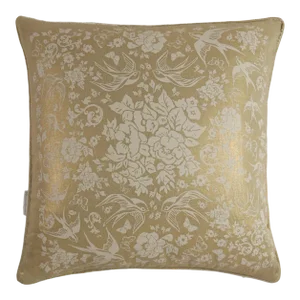 Boho Chic Swallow Garden Metallic Gold Linen Pillow 22"